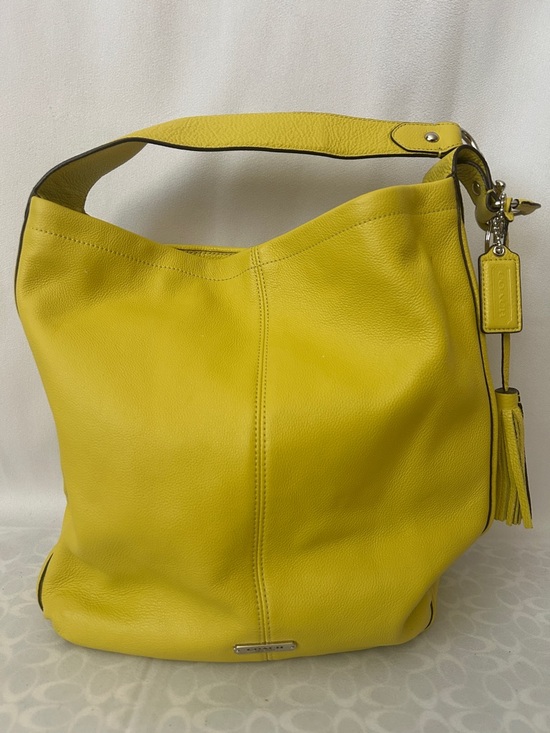 Coach Handbags - Coach Yellow Pebbled Leather Avery Hobo Tote Shoulder Bag with Purse Charms🌻🌻